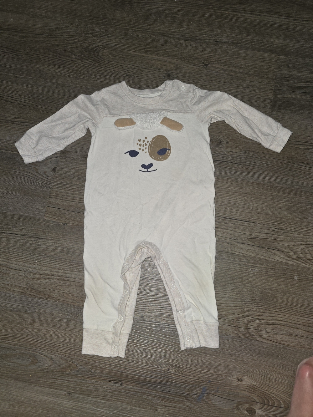 Cat & Jack Cream Baby One-Piece with Puppy Face
